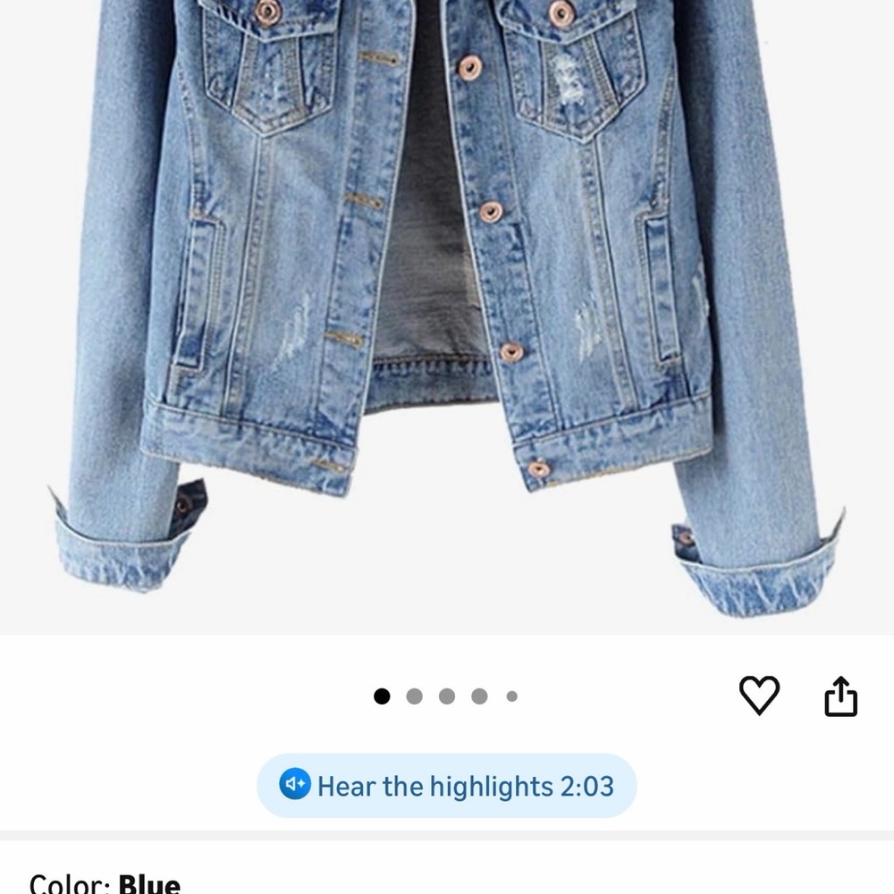 Amazon Light Blue Distressed Denim Jacket - Picture 3 of 4